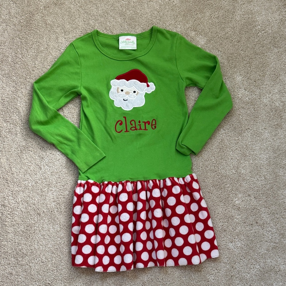Lolly Wolly Doodle Green and Red Polka Dot Dress - 2 Dress with the name “Claire